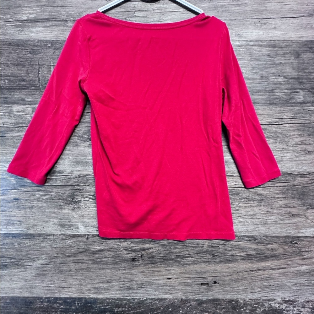 Talbots Pink Fitted Blouse with 3/4 Sleeves and Boat Neck